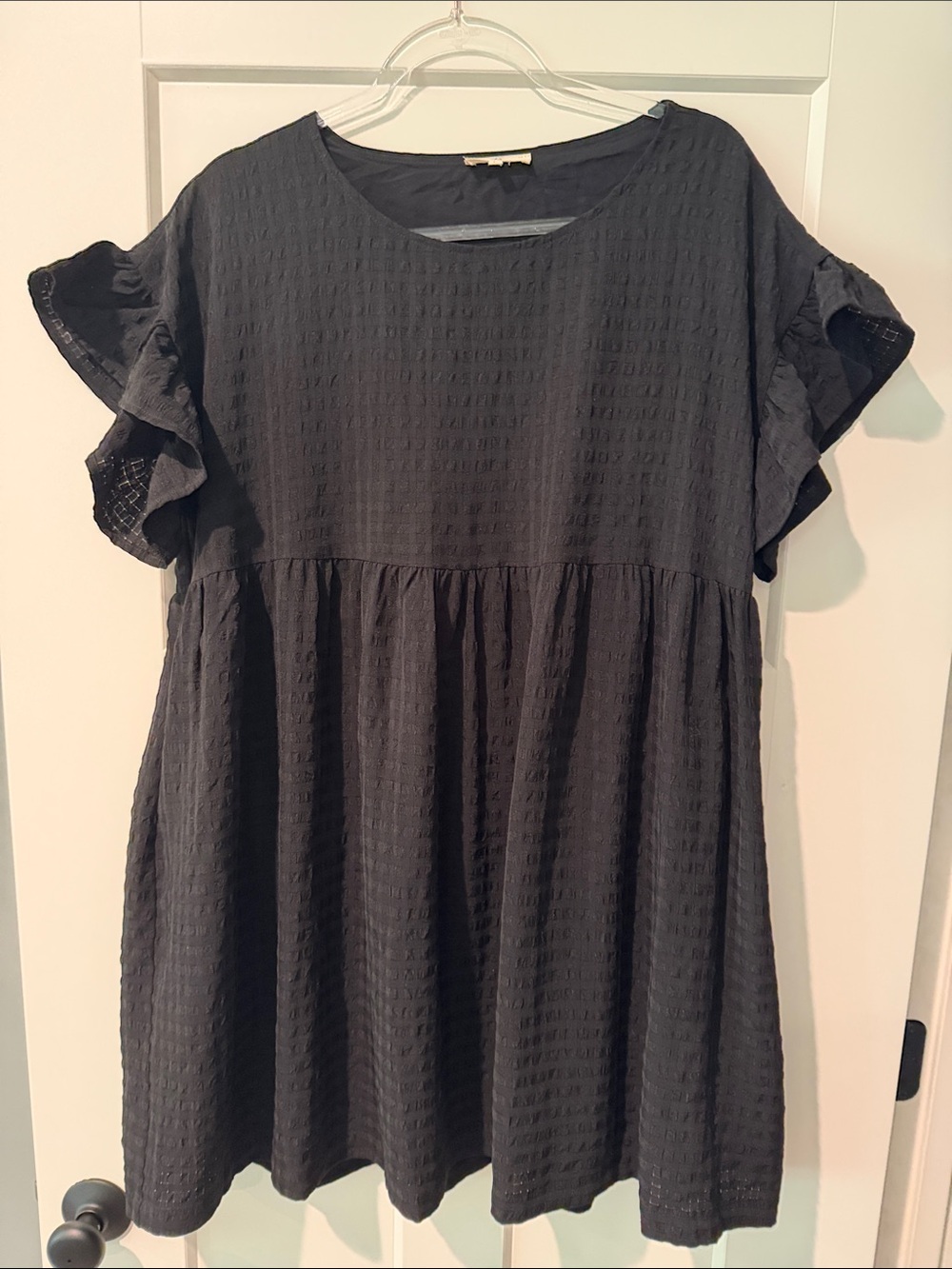 Black Ruffle Sleeve Babydoll Dress - Women